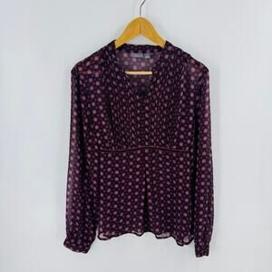 Apt. 9 Sheer Babydoll Blouse Size L Y2K Burnout Velvet Floral Boho Top